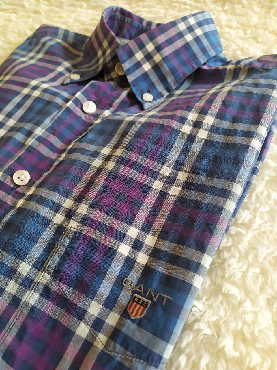 Chemise GANT Alessio Bay Poplin à Carreaux 100% Coton Homme S – photo 3